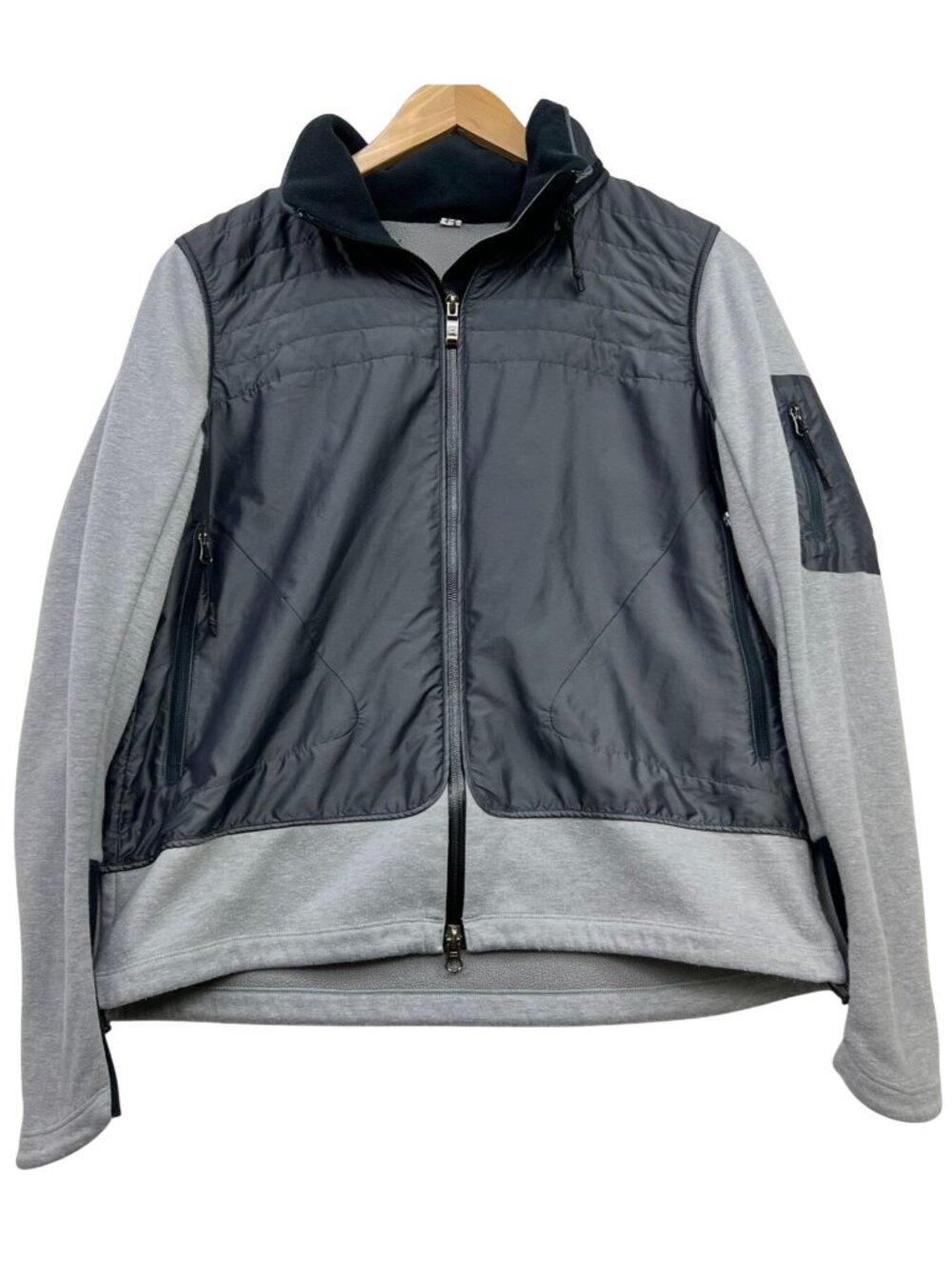 Under Armour Men's Hybrid Fleece Zip Up Jacket Long Sleeve Gray Black Pockets